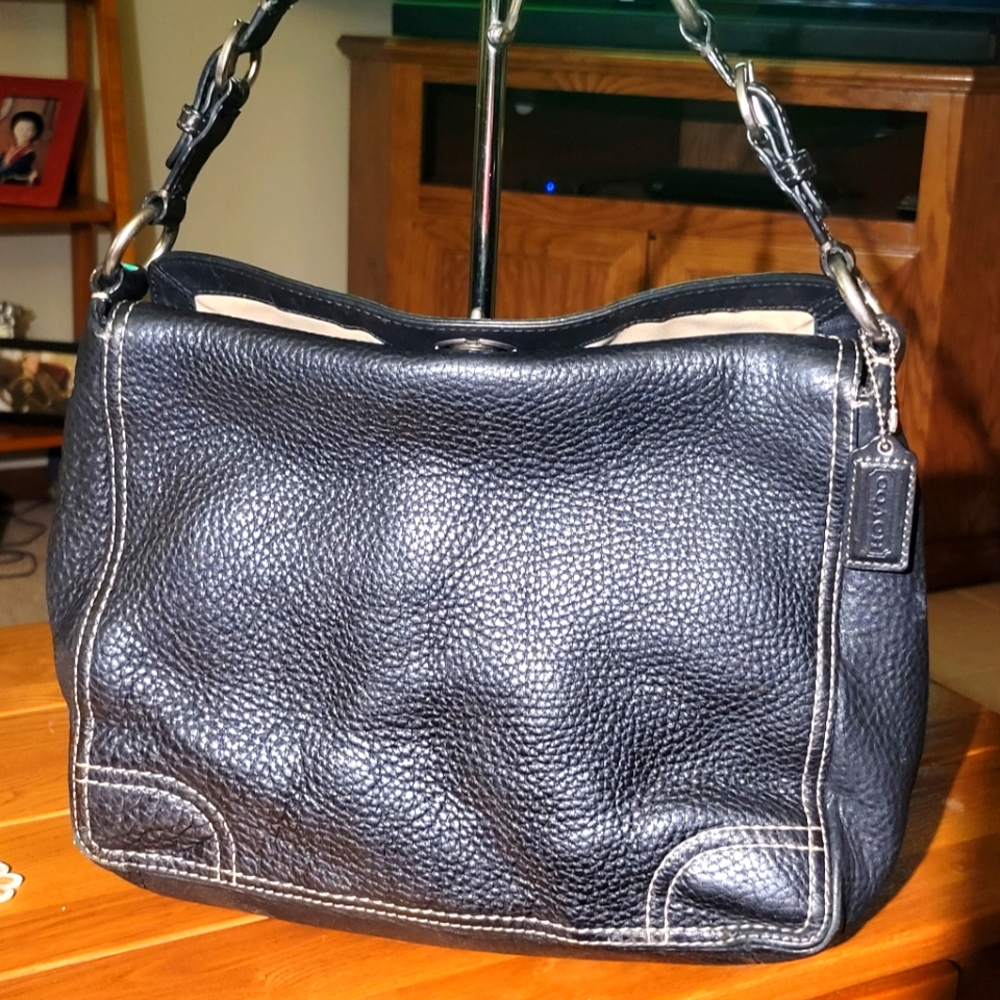 Black leather coach bag